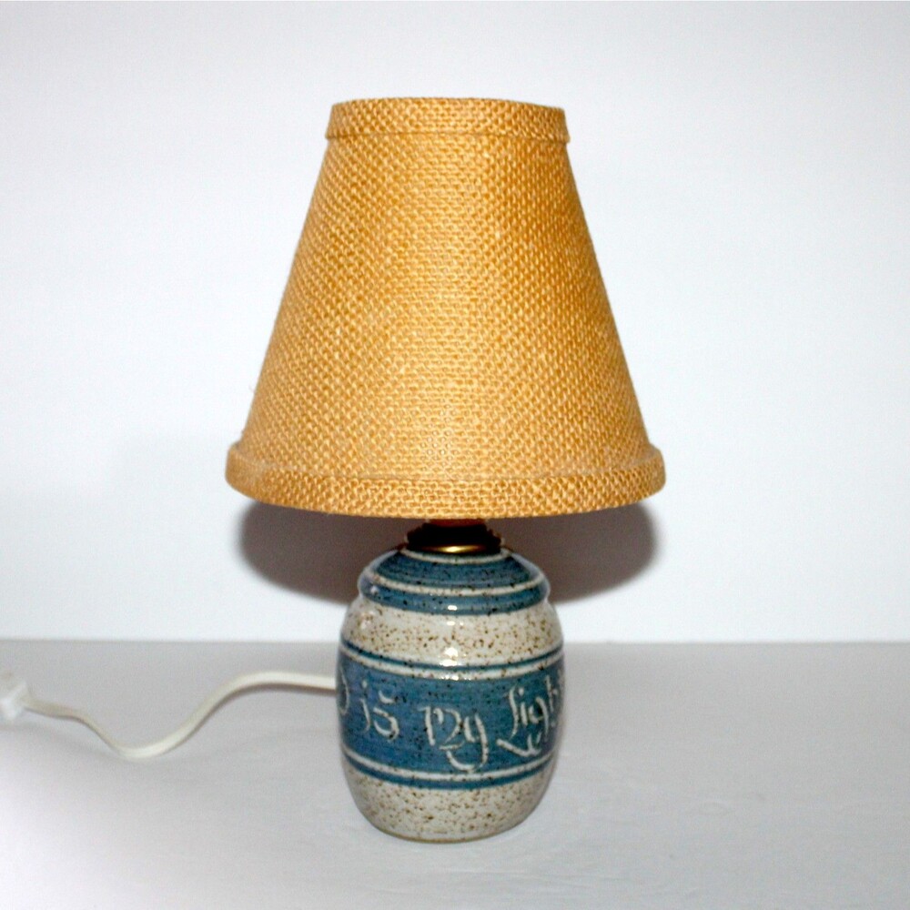 Rusterholtz The Lord Is My Light pottery lamp decor white blue country farmhouse - Picture 3 of 12